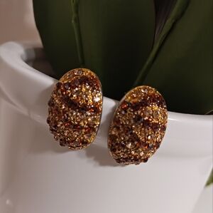 BEAUTIFUL GOLD/BROWN OVAL SHAPE EARRINGS